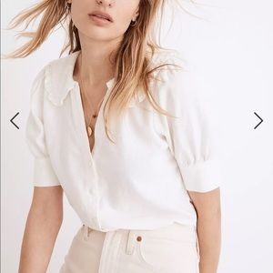 Madewell Linen Blend Peter Pan Collar Shirt